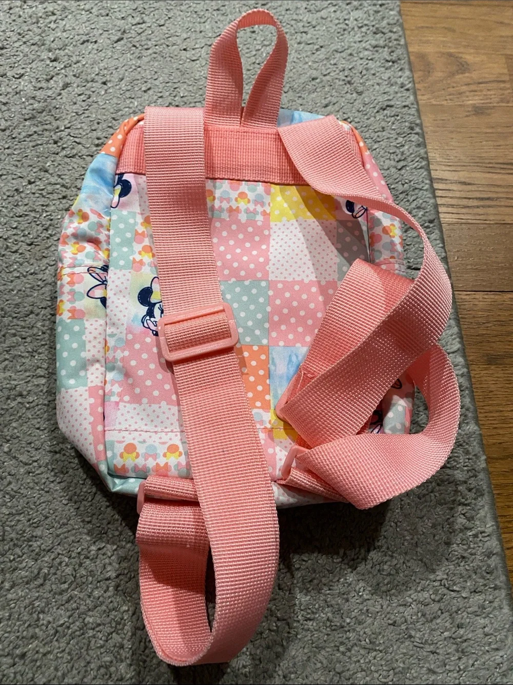 Disney Pastel Patchwork Minnie Crossbody Backpack - Pink, Yellow, Blue